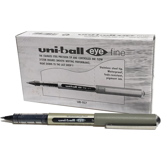 uni-ball uniball-Eye Fine Rollerball Pen UB-157 Liquid Ink - Black Pack 12