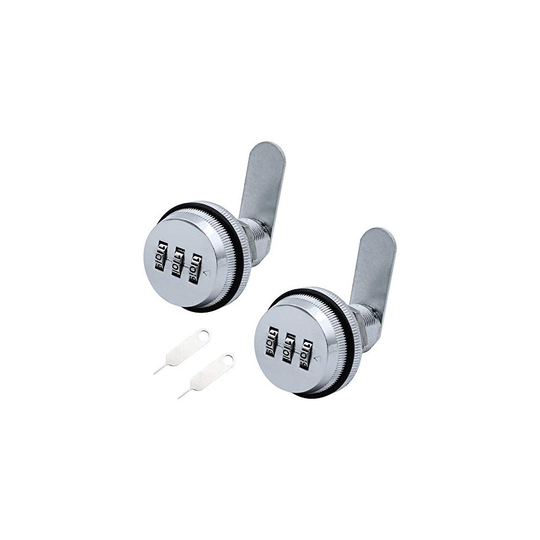 SPTwj Combination Lock ?2 Pack?3-Digit Password Security Padlock Keyless 30mm Cam Lock for Cabinet Locker Drawer Letter Box Locks etc Silver Chrome