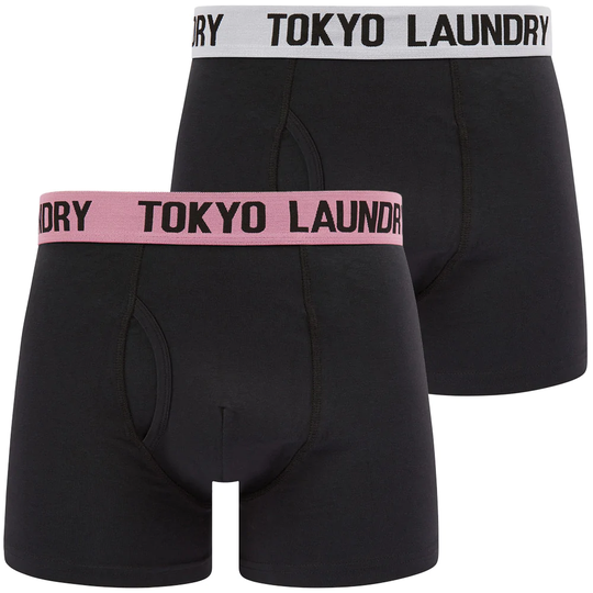 Mens Underwear Trader (2 Pack) Boxer Shorts Set in Bright White / Sachet Pink - Tokyo Laundry / S - Tokyo Laundry