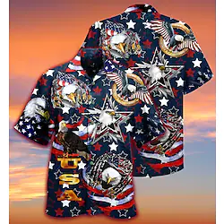 Inspired by Independence Day July 4 USA Flag Manga Hawaii Shirts Back To School Anime Harajuku Graphic Kawaii Shirt For Men's Women's Unisex Adults' 3D Print Polyster Festival Lightinthebox