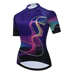 21Grams Women's Cycling Jersey Short Sleeve Bike Top with 3 Rear Pockets Mountain Bike MTB Road Bike Cycling Breathable Quick Dry Moisture Wicking Reflective Strips Black Purple Rose Red Graphic Lightinthebox