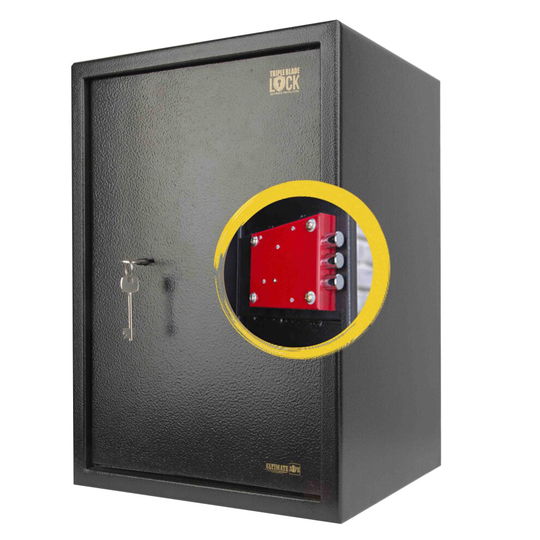 Ultimate Safe 43L Home Office Safe Box 50cm (H) x 35cm (W) x 31cm (D) With Key and Triple Blade Lock