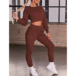 Women's Tracksuit Sweatsuit 2 Piece Athletic Winter Long Sleeve High Waist Breathable Soft Fitness Running Jogging Sportswear Activewear Solid Colored Black Orange Red Lightinthebox