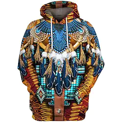 Inspired by American Indian American Indian Cosplay Costume Hoodie Cartoon 3D Harajuku Graphic Kawaii Hoodie For Men's Women's Adults' Terylene Lightinthebox