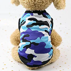 Dog Camouflage Vest Breathable Camo Dog Clothes Quick Dry Puppy Vest Pet Shirts Pet Clothes Sleeveless Pet Vest for Small Dogs and Cats Doggie Camouflage Shirt Puppy Summer Pet Apparel (Blue, L) Lightinthebox