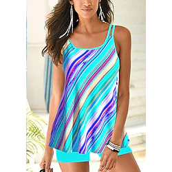 Women's Swimwear Tankini 2 Piece Plus Size Swimsuit Backless 2 Piece Geometic Blue Rosy Pink Fuchsia Scoop Neck Bathing Suits New Stylish Vacation / Modern / Padded Bras Lightinthebox