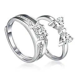 Men Women Couple Rings Wedding Classic Silver S925 Sterling Silver Bowknot Stylish Simple 1 Pair Zircon Lightinthebox