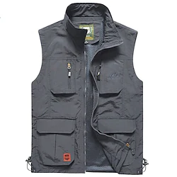 Men's Fishing Vest Military Tactical Vest Hiking Vest Sleeveless Vest / Gilet Jacket Top Outdoor Breathable Quick Dry Lightweight Multi Pockets Summer Spandex Polyester Black Green Grey Fishing Lightinthebox
