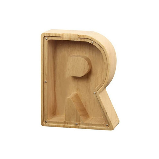 (R) Wooden Letter Piggy Bank English Alphabet Coin Money Storage Boxes Xmas Gifts Birthday Gifts