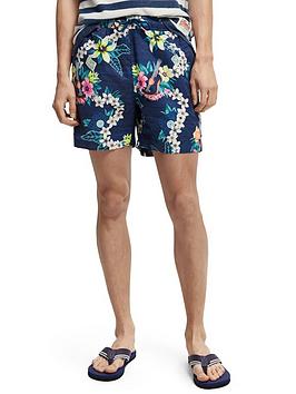 Scotch & Soda Mid Length Recycled Polyester Printed Swim Short - Multi