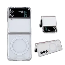 Phone Case For Samsung Galaxy Back Cover Z Flip 4 Z Flip 3 Magnetic Four Corners Drop Resistance Shockproof Transparent Acrylic PC Lightinthebox
