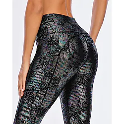 Women's Leggings Colorful Vertical Stripes Quick Dry High Waist Yoga Fitness Gym Workout Leggings Peach Butt Bottoms Stretchy Spandex Sports Activewear Colorful Laser High Elasticity Skinny Lightinthebox