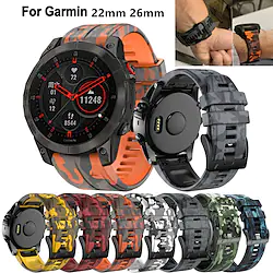 Smart Watch Band Replacement 22 26mm Quickfit Camouflage Silicone Watchband For Garmin Epix Gen 2 Fenix 7X 7 6X 6 Pro 5 5X Plus Bracelet Straps Lightinthebox