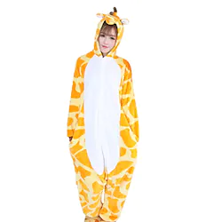 Adults' Kigurumi Pajamas Giraffe Animal Patchwork Onesie Pajamas Coral fleece Cosplay For Men and Women Christmas Animal Sleepwear Cartoon Festival / Holiday Costumes / Leotard / Onesie Lightinthebox