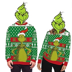 Grinch Ugly Christmas Sweater / Sweatshirt Hoodie Grinch Costume Men's Women's Costume Party Christmas Christmas Carnival Masquerade Teen Adults' Party Christmas Vacation Polyester Top Lightinthebox