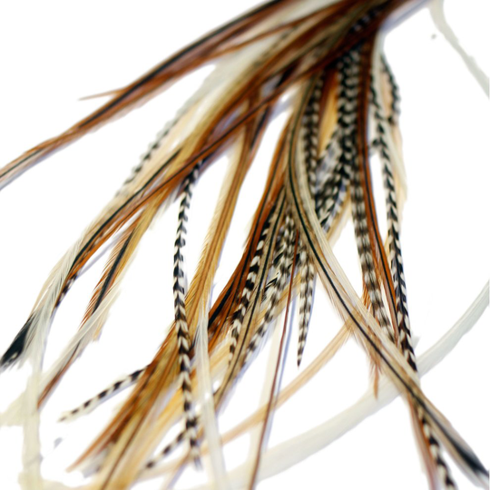 (3 Feathers) Real Feather Hair Extensions Kit - Mixed Naturals