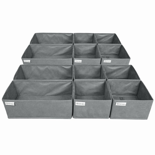12 Pack Clothing Storage Boxes Multipack Underwear Clothes Storing Drawer Organisers