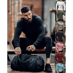 Men's Compression Shirt Running Shirt Long Sleeve Compression Clothing Athletic Athleisure Winter Breathable Quick Dry Soft Running Jogging Training Sportswear Activewear Solid Colored Dark Grey Lightinthebox