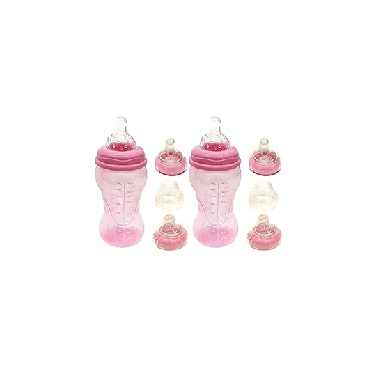 2 x Nuby Baby 3 Stage 0m+ 260ml Feeding Bottle, with Easy Grip & Non Drip/Leakproof System & Soft Nipple Like Teat, for Kids, Babies, Toddle