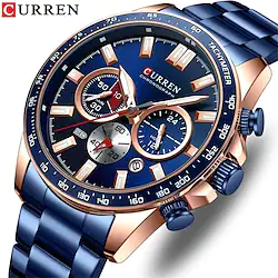 Curren New Chronograph Stainless Steel Band Watches Sports Fashion Brand Quartz Men Wristwatches with Luminous Hands 8418 Lightinthebox