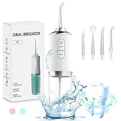Water Flosser Cordless Dental Oral Irrigator Portable Water Flossers for Teeth with 220ML Detachable Tank Rechargeable IPX7 Waterproof Water Teeth Cleaner Picks with 3 Mode 4 Tips for Family Travel Lightinthebox