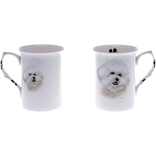 (BB7) Bone China Set of 2 Bichon Dog Mugs - Gift Boxed