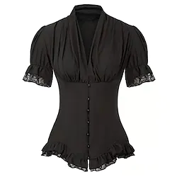 Maria Antonietta Rococo Victorian Medieval Blouse / Shirt Corset Women's Lace Costume Vintage Cosplay Performance Short Sleeve Blouse Halloween Lightinthebox
