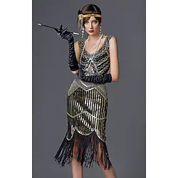 The Great Gatsby Charleston Retro Vintage Roaring 20s 1920s Cocktail Dress Vintage Dress Flapper Dress Prom Dresses Women's Adults' Sequins Costume Vintage Cosplay Party Masquerade Homecoming Lightinthebox