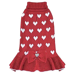 KYEESE Dog Sweater Dress Turtleneck Polka Dot Dog Sweaters with Leash Hole Knitwear Warm Pet Sweater with Pom Pom Ball Lightinthebox
