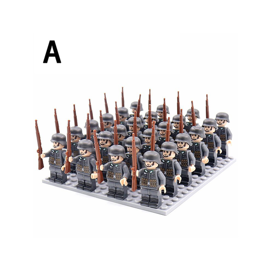 (A) 24PCS Army Phalanx Building Block Minifigures With Bottom Plate With Weapon And Display Box Compatible With Lego