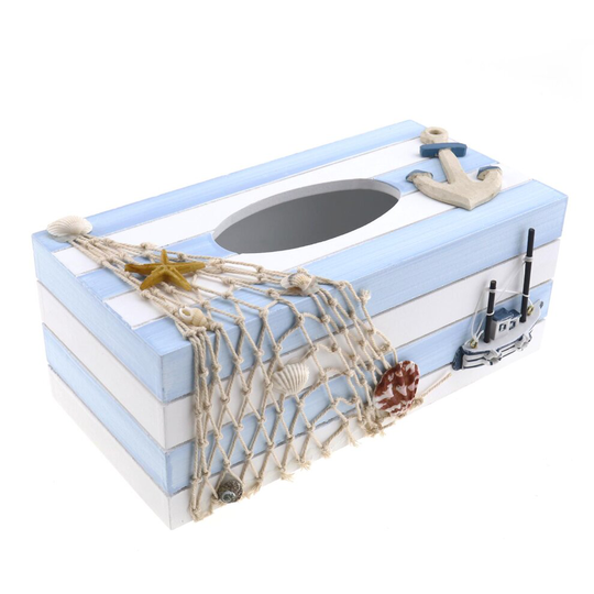 Anchor/ Seagull Tissue Box Pumping Cover Holder Wooden Dispenser Rectangular