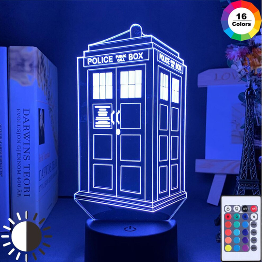 Doctor Who Call Box 3D Optical Led Night Light Lamp Kids Bed