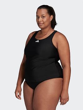 Adidas Sh3.Ro 3-Stripes Tankini Top (Plus Size) - Black/White