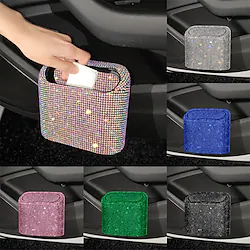 StarFire Glitter Trash Can For Car Storage Box Garbage Grabber Bling Rhinestone Door Trash Bin Auto Supplies Car Interior Accessories Lightinthebox