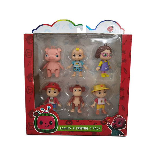 (6pcs Set 2 With Box) Cocomelon Family & Friends 6 Pack JJ Figure Play Set Toy Miniatures Cake Topper