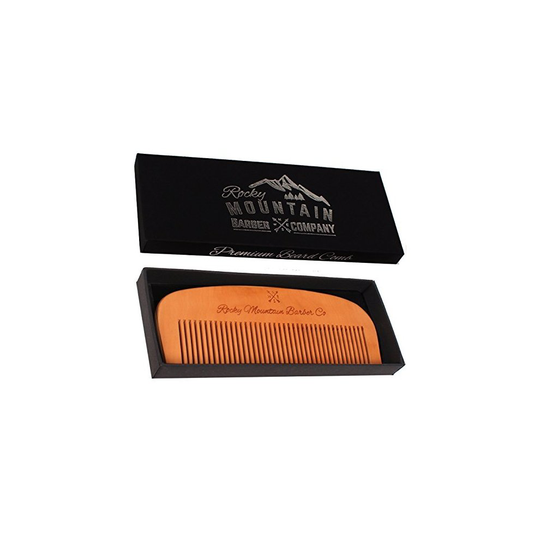Hair Comb - Wood with Anti-Static & No Snag Handmade Brush for Beard, Head Hair, Moustache with High Quality Design in Gift Box by Rocky Mountain