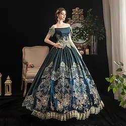 Princess Shakespeare Plus Size Gothic Rococo Victorian Vintage Inspired Dress Party Costume Masquerade Women's Costume Vintage Cosplay Party Masquerade Wedding Party 3/4-Length Sleeve Ball Gown Dress Lightinthebox