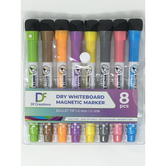 Magnetic Dry Erase Markers with Eraser Cap - 8 Pens, Fine Tip