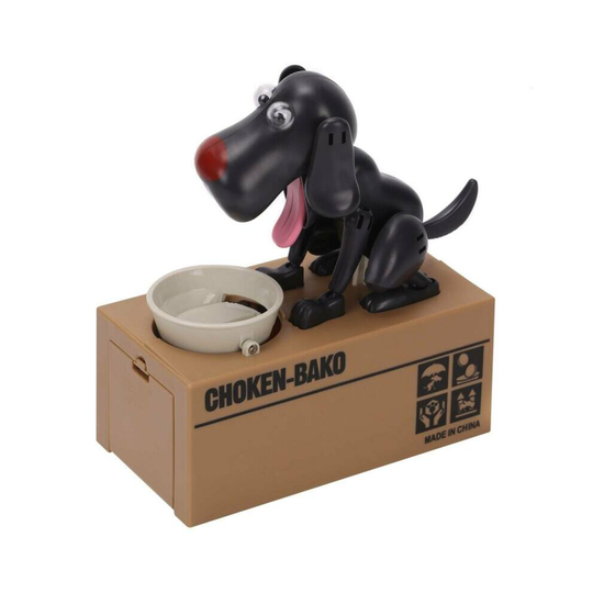(Black) Puppy Bank Coin Money Saving Box Cash Storage Fund