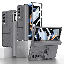 Phone Case For Samsung Galaxy Full Body Case Z Fold 4 Magnetic Kickstand with Pen Slot Holder Solid Colored TPU Lightinthebox