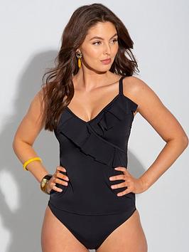Pour Moi Space Frill Underwired Tankini - Black