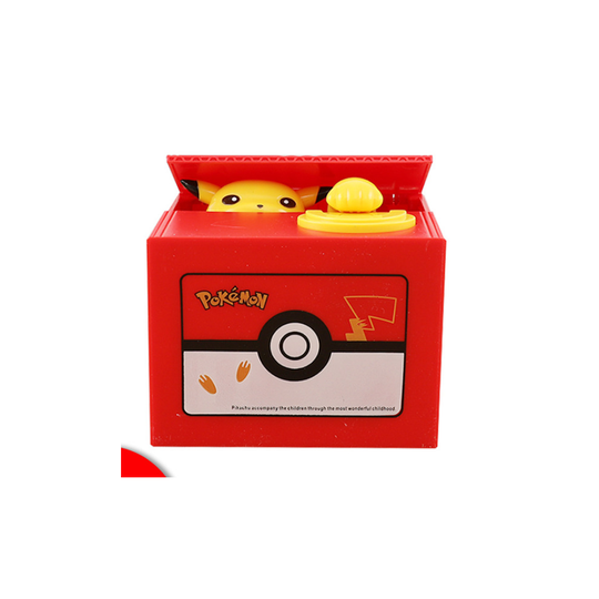 (Bikachu) Kids Cartoon with music Bank Money Coin Saving Box Gift Stealing Eating Coin Storage