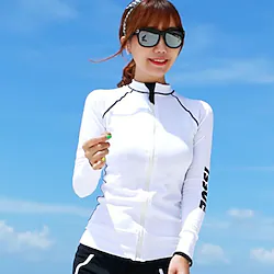 Women's Rash Guard Swim Shirt UPF50 Breathable Quick Dry Long Sleeve Sun Shirt Front Zip Swimming Surfing Beach Water Sports Stripes Spring Summer / Lightweight Lightinthebox
