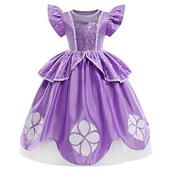 Rapunzel Fairytale Princess Sofia Flower Girl Dress Theme Party Costume Girls' Movie Cosplay Cosplay Halloween Purple Dress Halloween Carnival Masquerade Polyester Lightinthebox