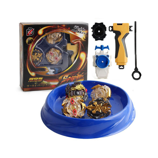 4PCS Gold Beyblade Burst Metal Fusion Set With Grip Wire Launcher Gift Toys