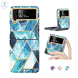 Phone Case For Samsung Galaxy Flip Z Flip 4 Z Flip 3 Bumper Frame Full Body Protective Dustproof Marble TPU Lightinthebox