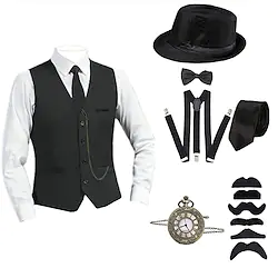 1920s Vest Hat Accesories Detective Set The Great Gatsby Classical Roaring 20s Bow Tie Men's Costume Vintage Cosplay Cocktail Party Wedding Christmas Lightinthebox