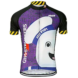 21Grams Men's Cycling Jersey Short Sleeve Bike Jersey Top with 3 Rear Pockets Mountain Bike MTB Road Bike Cycling UV Resistant Breathable Quick Dry Back Pocket Purple Cartoon Polyester Spandex Sports Lightinthebox