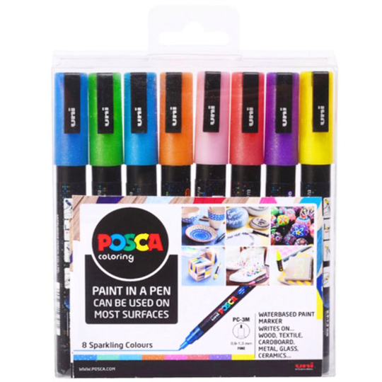 Posca Glitter 1.5mm Fine Bullet Tip Marker Set
