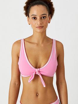 Accessorize Blanket Stitch Bunny Tie Bikini Top - Multi